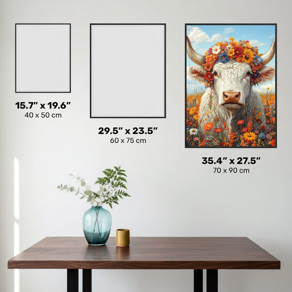 Cuernos en Flor - Pintura de Diamantes de Vaca - Extra Grande