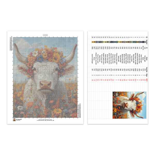 Cuernos en Flor - Pintura de Diamantes de Vaca - Extra Grande