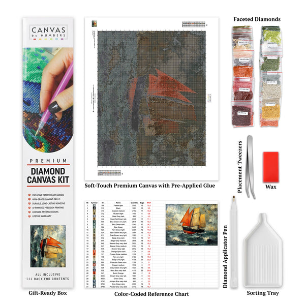 Über das Unruhige Meer - Diamond Painting - Groß