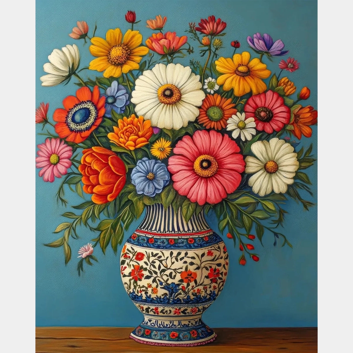 Composición de Jarrón Floral - Pintura de Diamante - Extra Grande