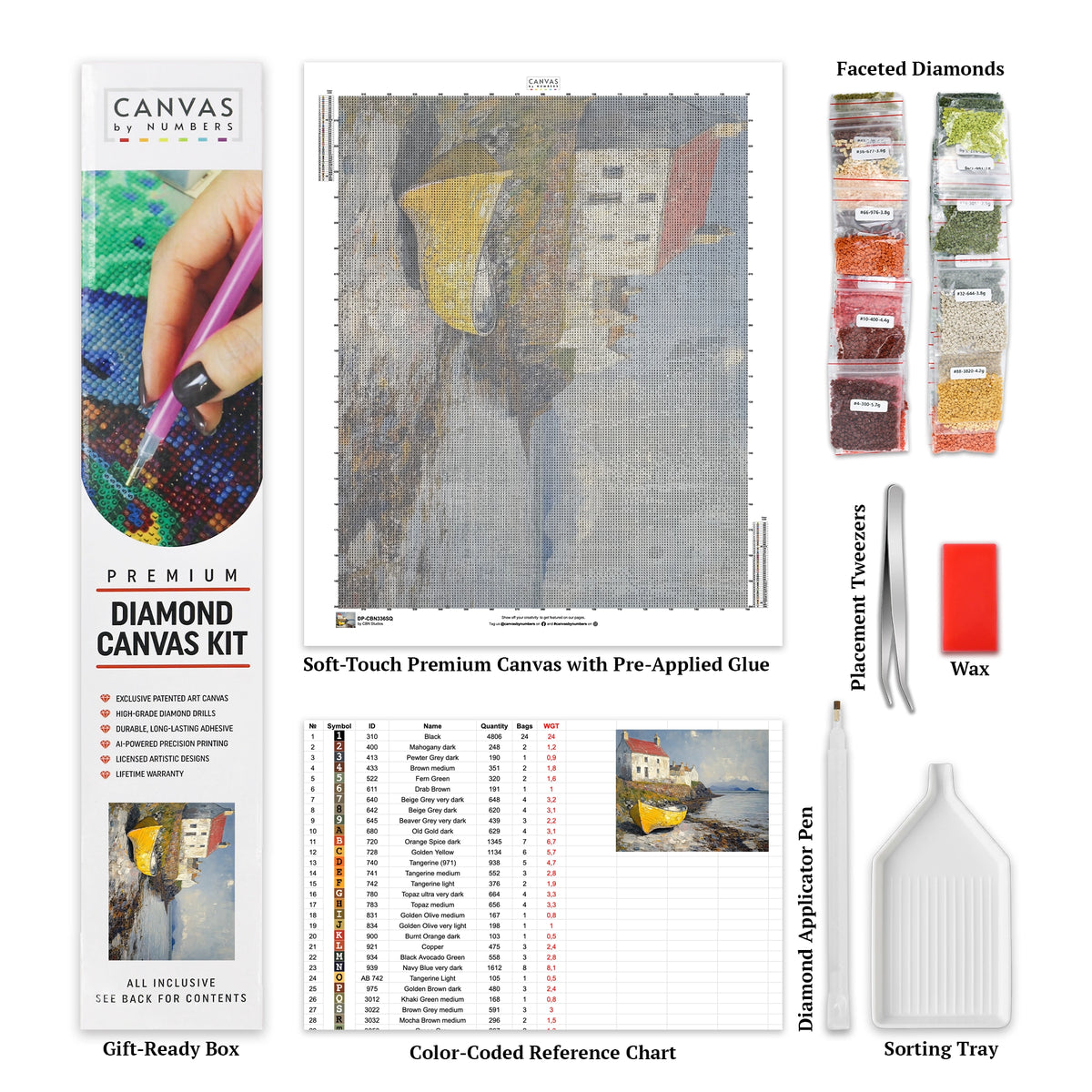 Rowboat by the Shore - Diamond Painting - Large