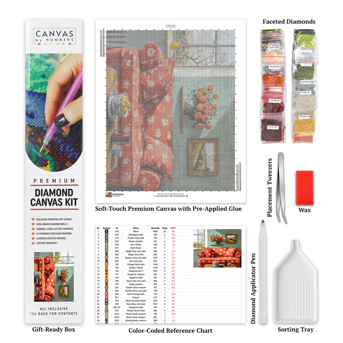 Composición de Jarrón Floral - Pintura de Diamante - Extra Grande