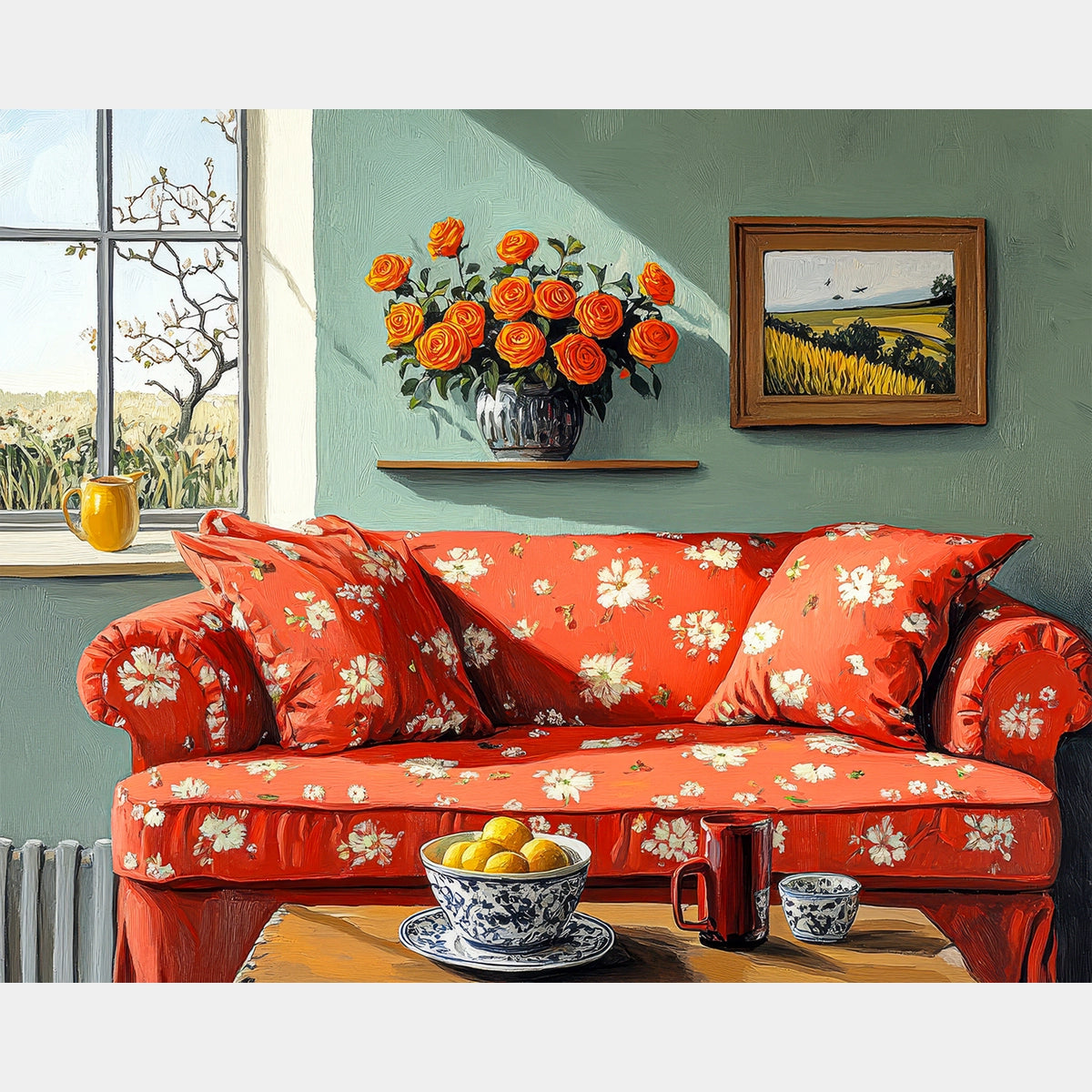 Composición de Jarrón Floral - Pintura de Diamante - Extra Grande