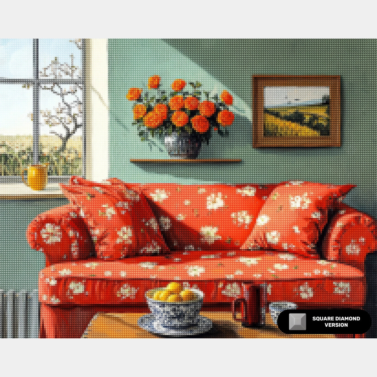 Composición de Jarrón Floral - Pintura de Diamante - Extra Grande