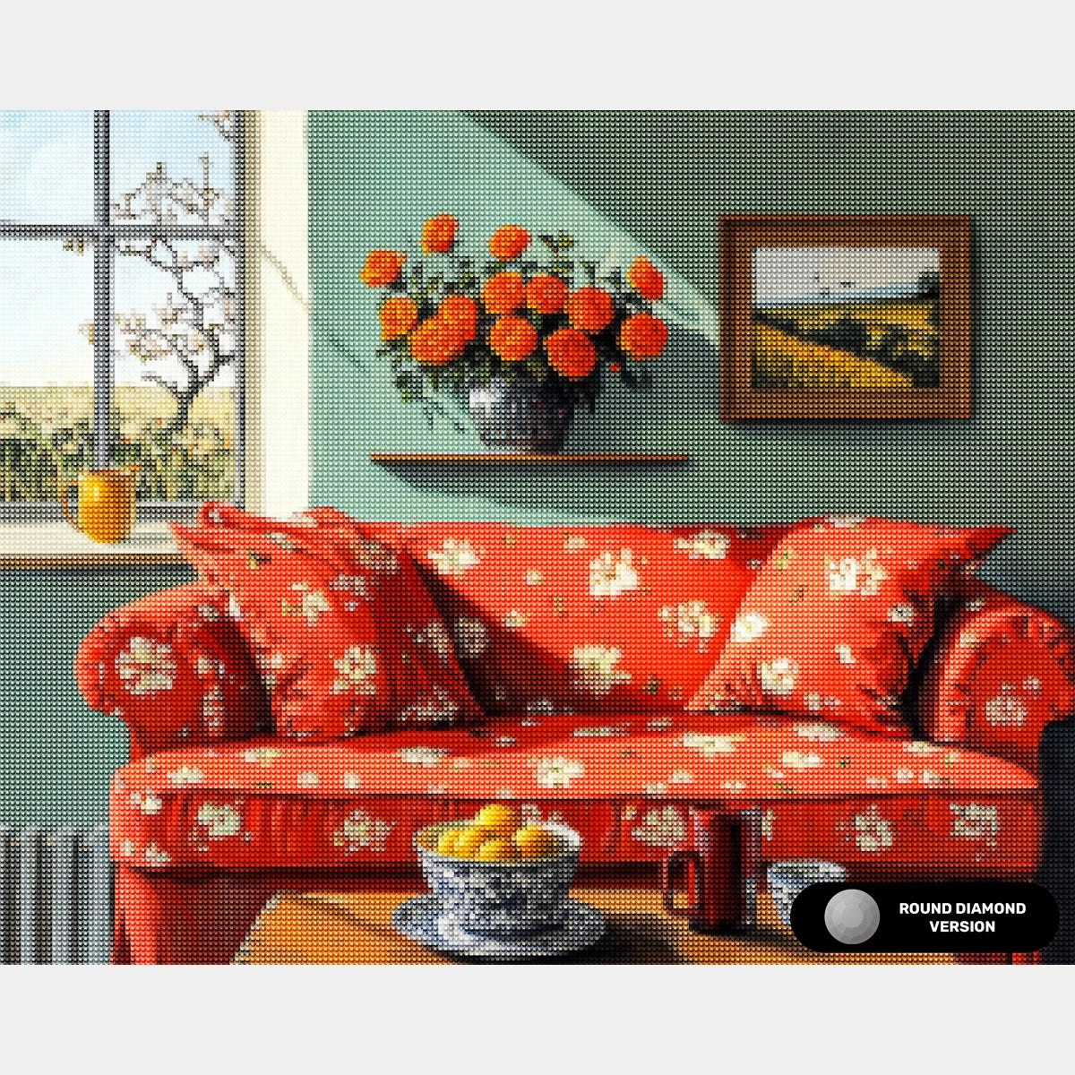 Composición de Jarrón Floral - Pintura de Diamante - Extra Grande