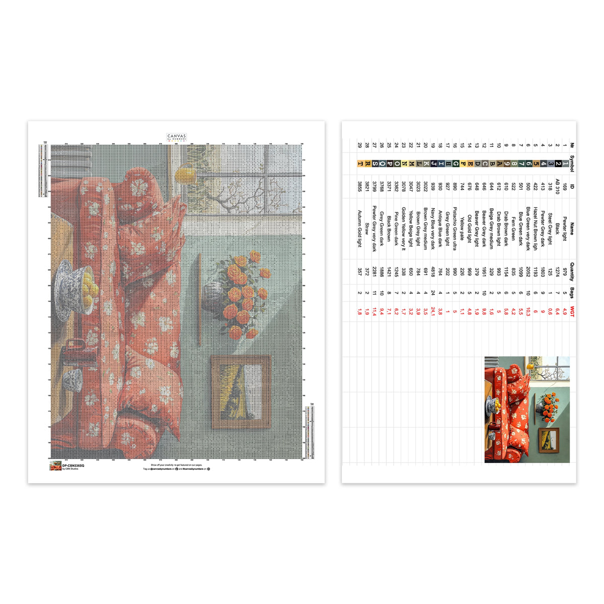 Composición de Jarrón Floral - Pintura de Diamante - Extra Grande