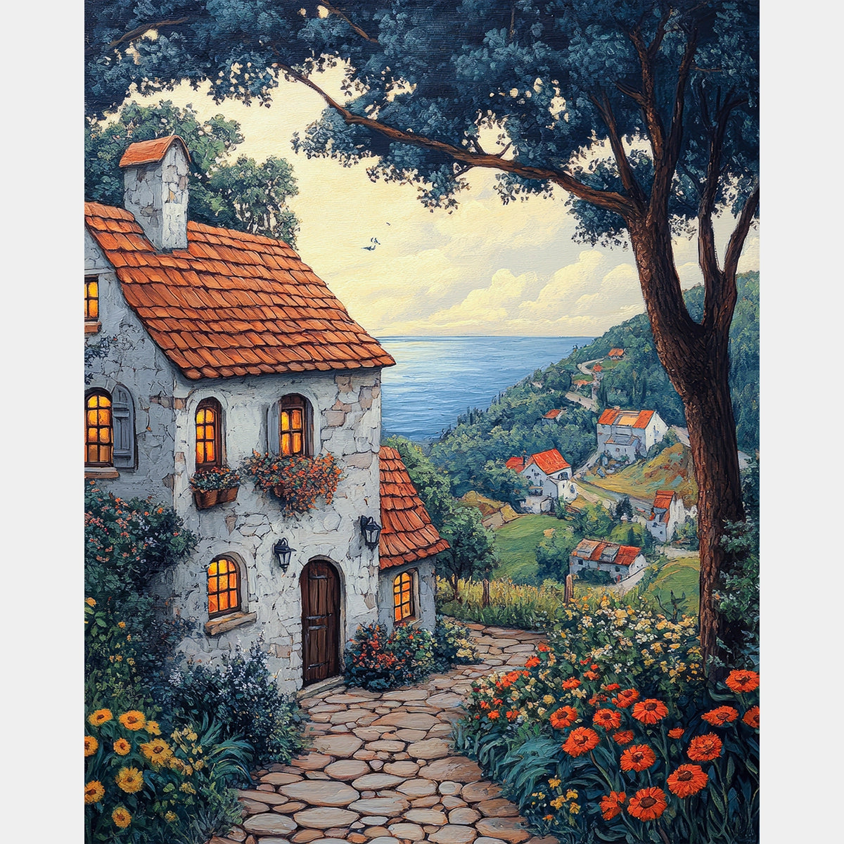 Blomsterkruka Komposition - Diamantmålning - X-Stor