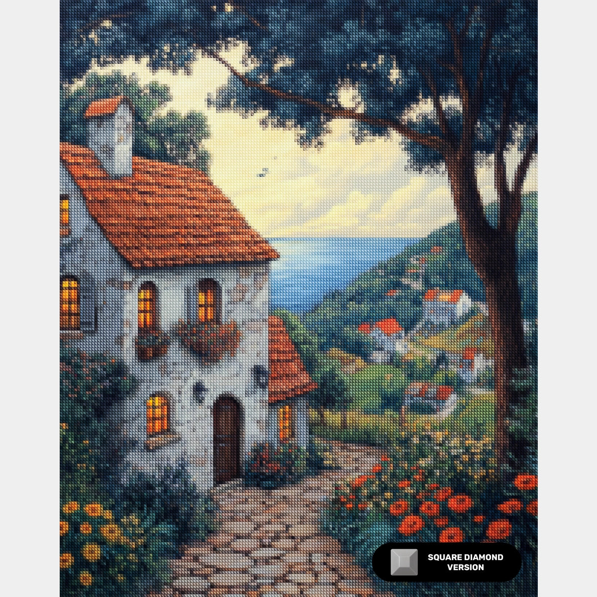 Blomsterkruka Komposition - Diamantmålning - X-Stor