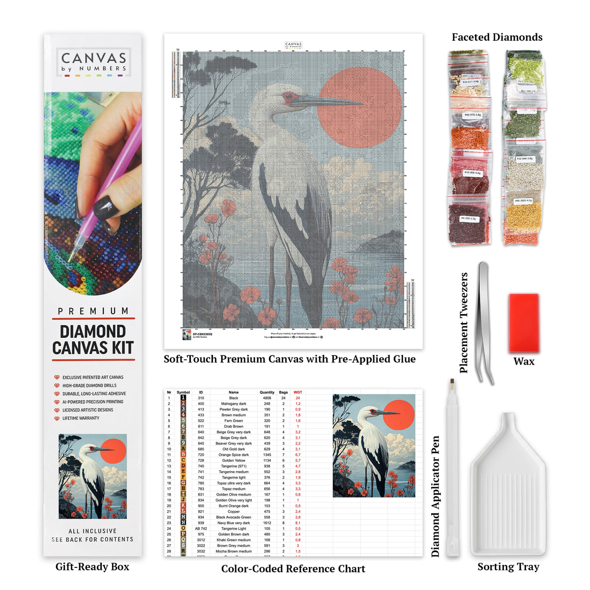 Stork in Stillness - Diamond Painting - X-Large