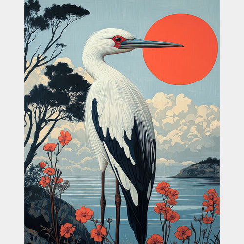 Stork in Stillness - Diamond Painting