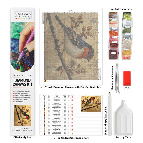 Golden Swallow - Diamond Painting - Standard Size