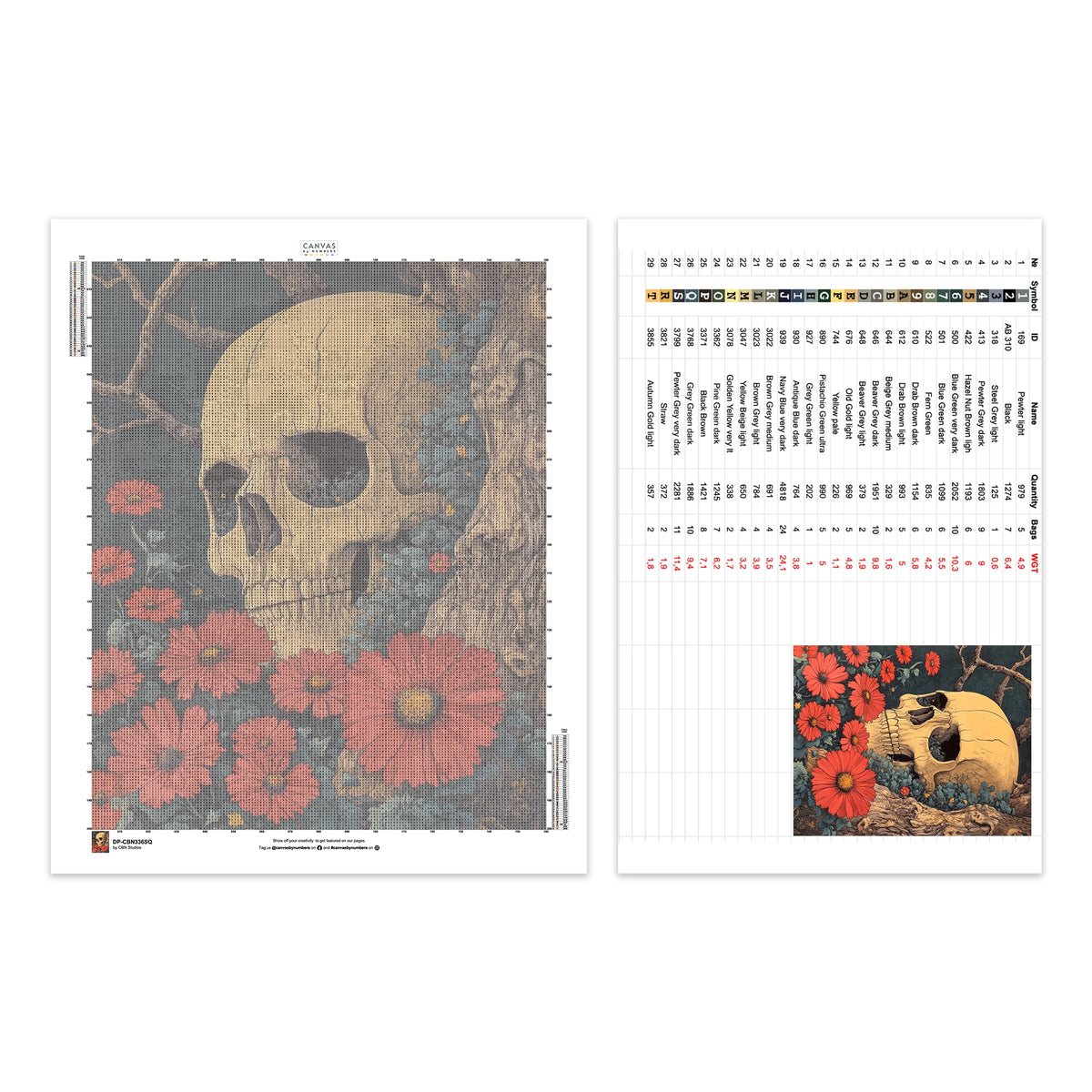 Composición de Jarrón Floral - Pintura de Diamante - Extra Grande