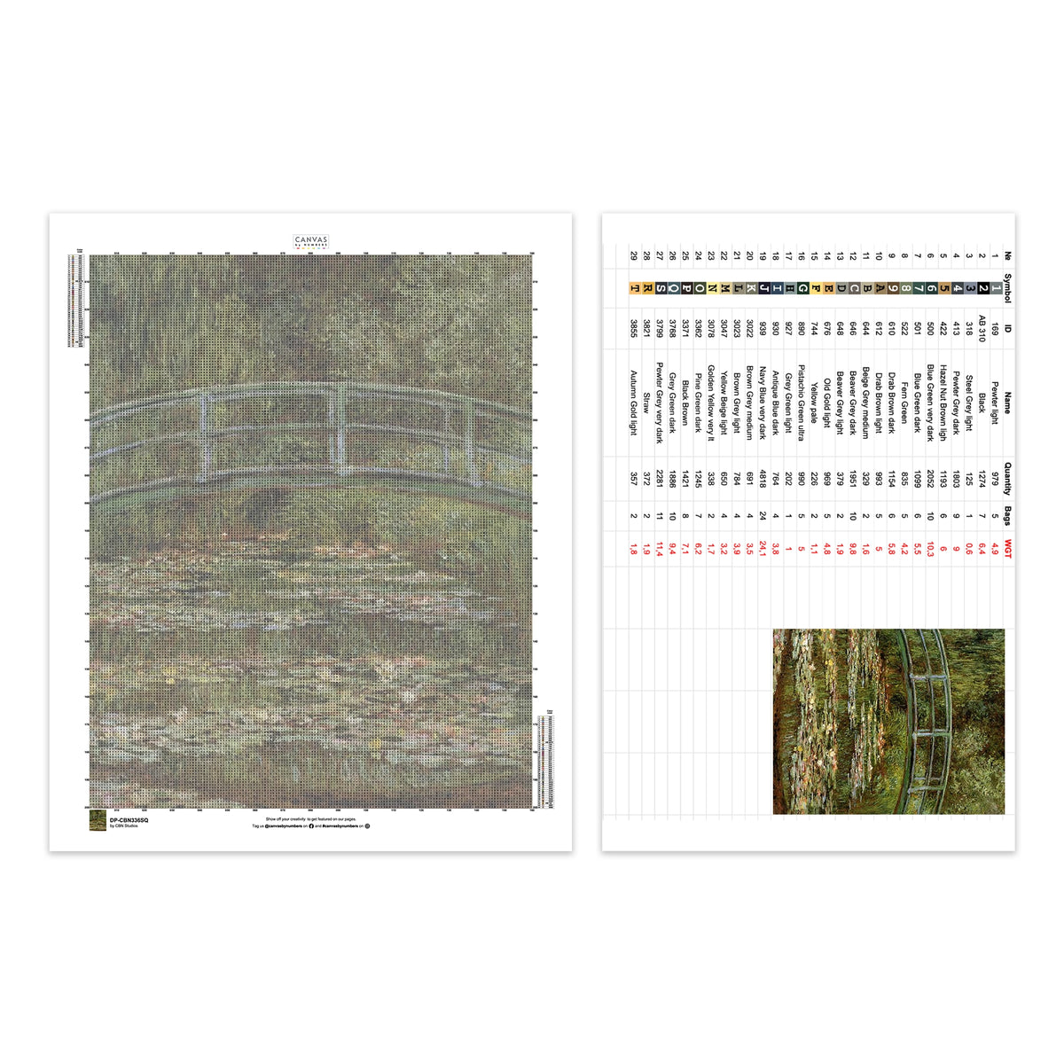 "Bridge over a Pond of Water Lilies - Diamond Painting - X-Large" in italiano è: "Ponte su uno Stagno di Ninfee - Diamond Painting - X-Large".