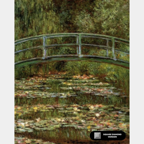 Bridge over a Pond of Water Lilies - Diamond Painting - X-Large
