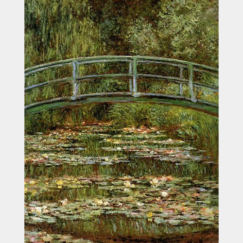 Bridge over a Pond of Water Lilies - Diamond Painting - X-Large