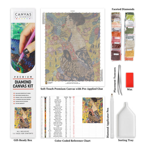 Dame avec éventail - Diamond Painting - Très grand format