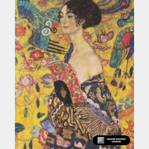 Dame avec éventail - Diamond Painting - Très grand format