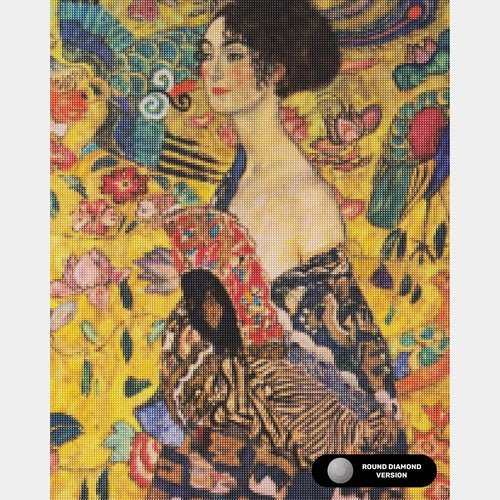 Dame avec éventail - Diamond Painting - Très grand format