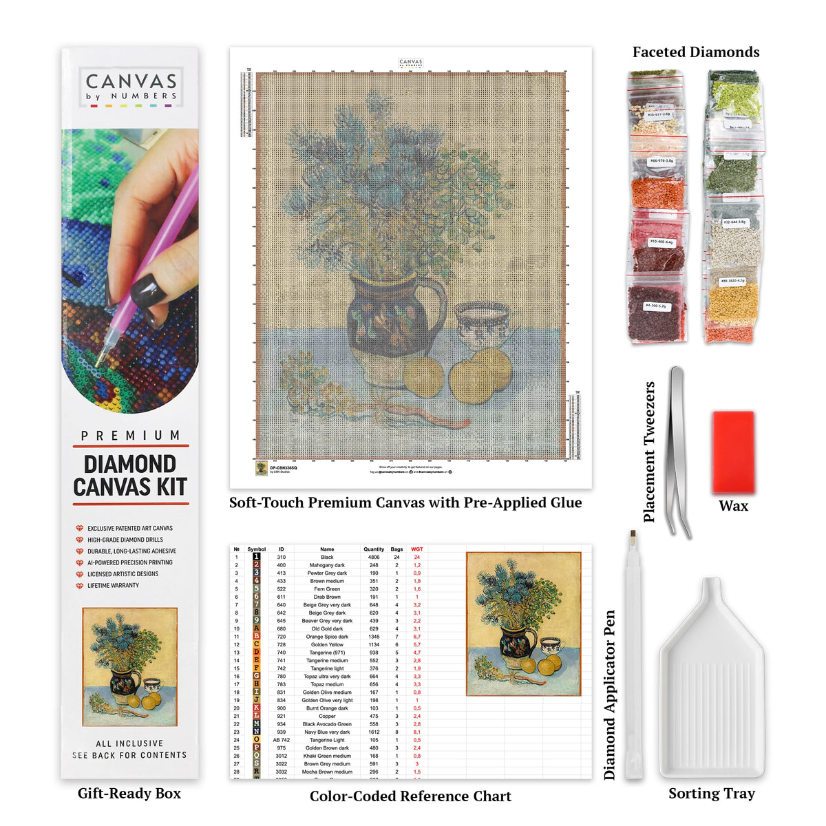 Composición de Jarrón Floral - Pintura de Diamante - Extra Grande