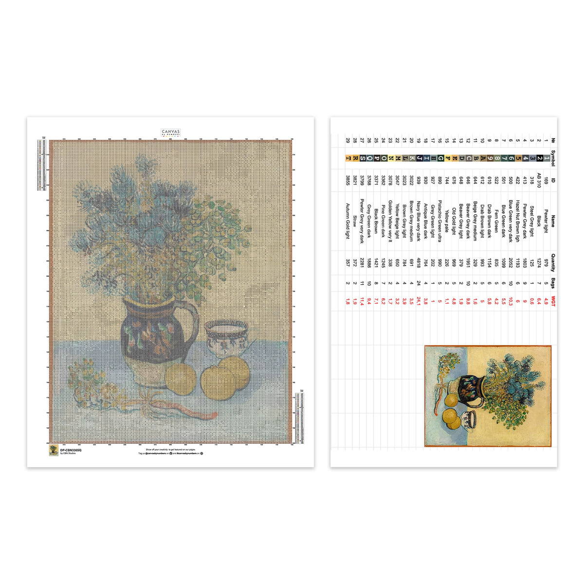 Composición de Jarrón Floral - Pintura de Diamante - Extra Grande