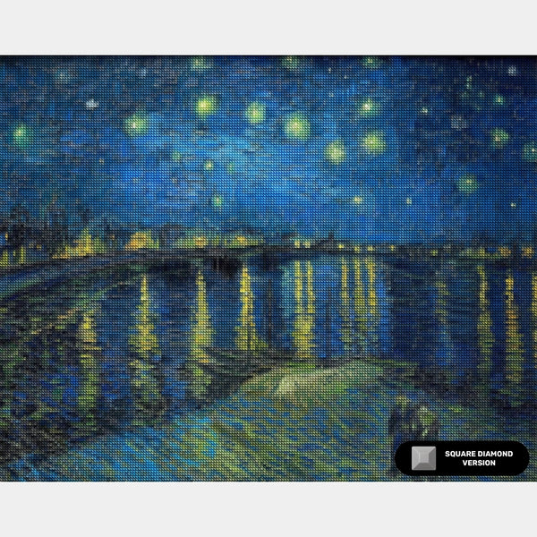 Sternennacht über der Rhône - Diamantmalerei - Groß
