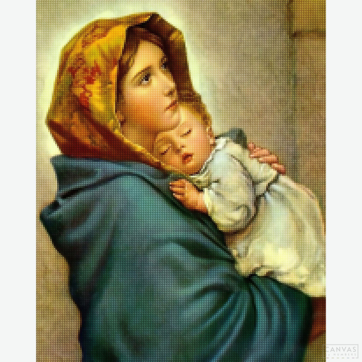 Madonnina - Diamond Painting-Create Ferruzzi’s "Madonnina" with this diamond painting kit. Capture tender emotion and timeless beauty in every sparkling detail.-Canvas by Numbers