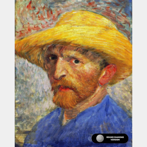 Portrait avec chapeau de paille - Diamond Painting - Grand format