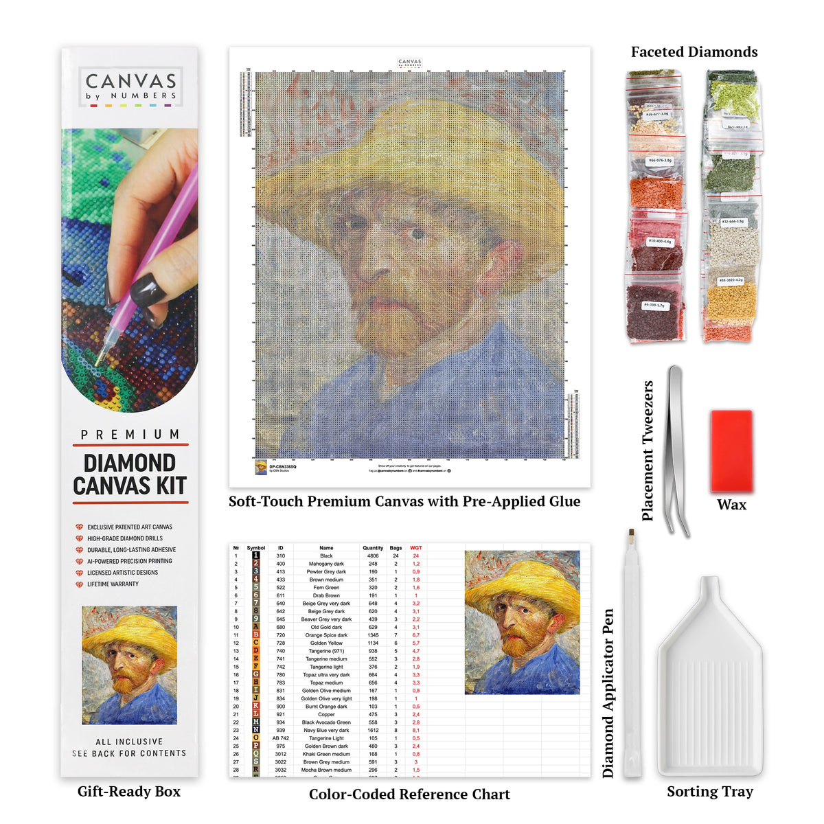 Portrait with Straw Hat - Diamond Painting - Large