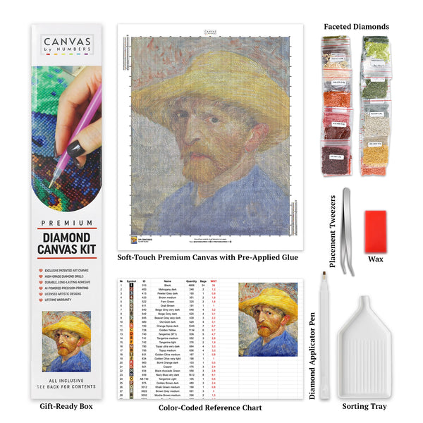Portrait with Straw Hat - Diamond Painting - Large