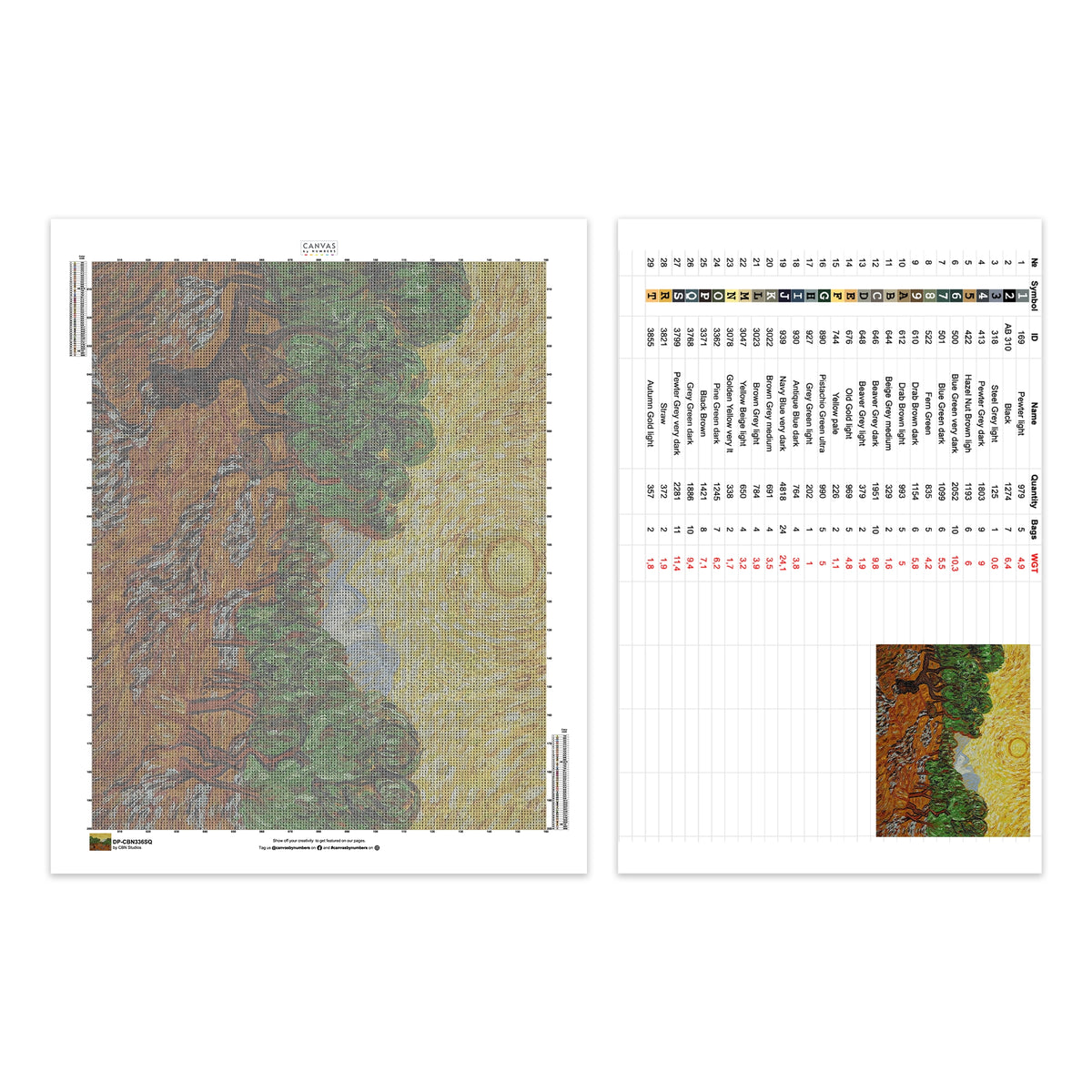 Olivos de Van Gogh - Pintura de Diamante - Tamaño Estándar