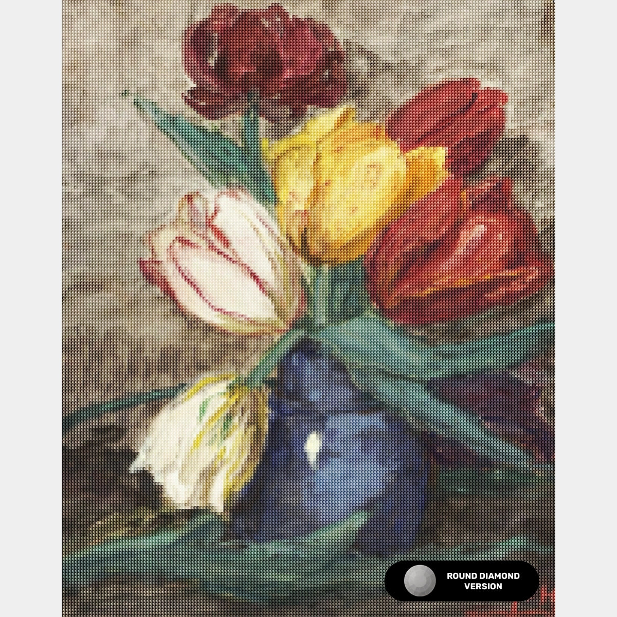 Tulipanes en un Jarrón - Pintura de Diamantes - Tamaño Estándar