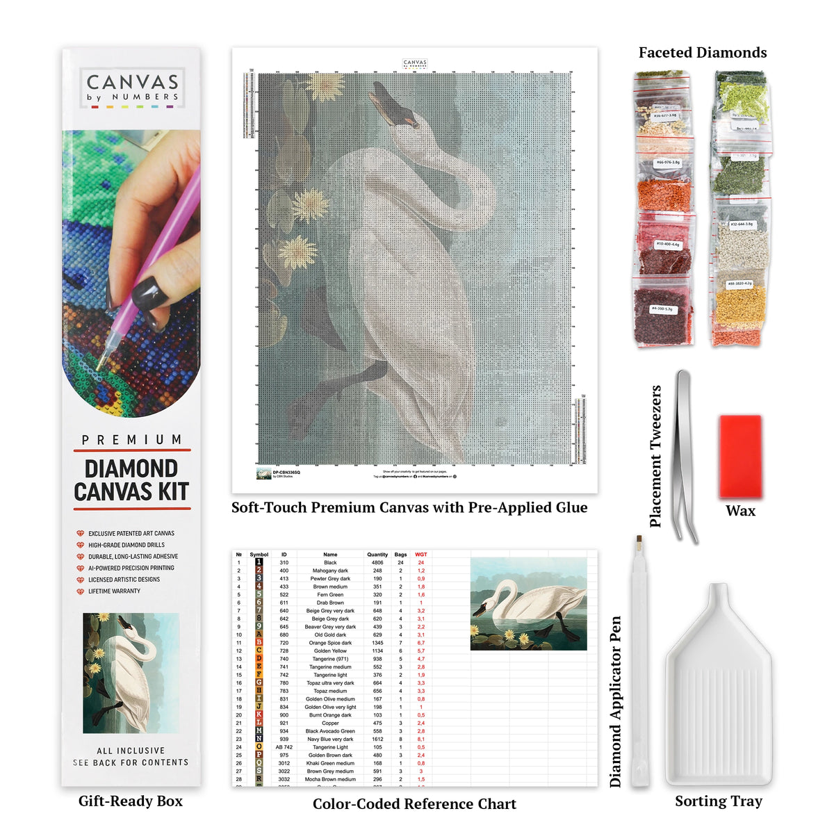 Cygne Américain Commun - Peinture au Diamant - Taille Standard