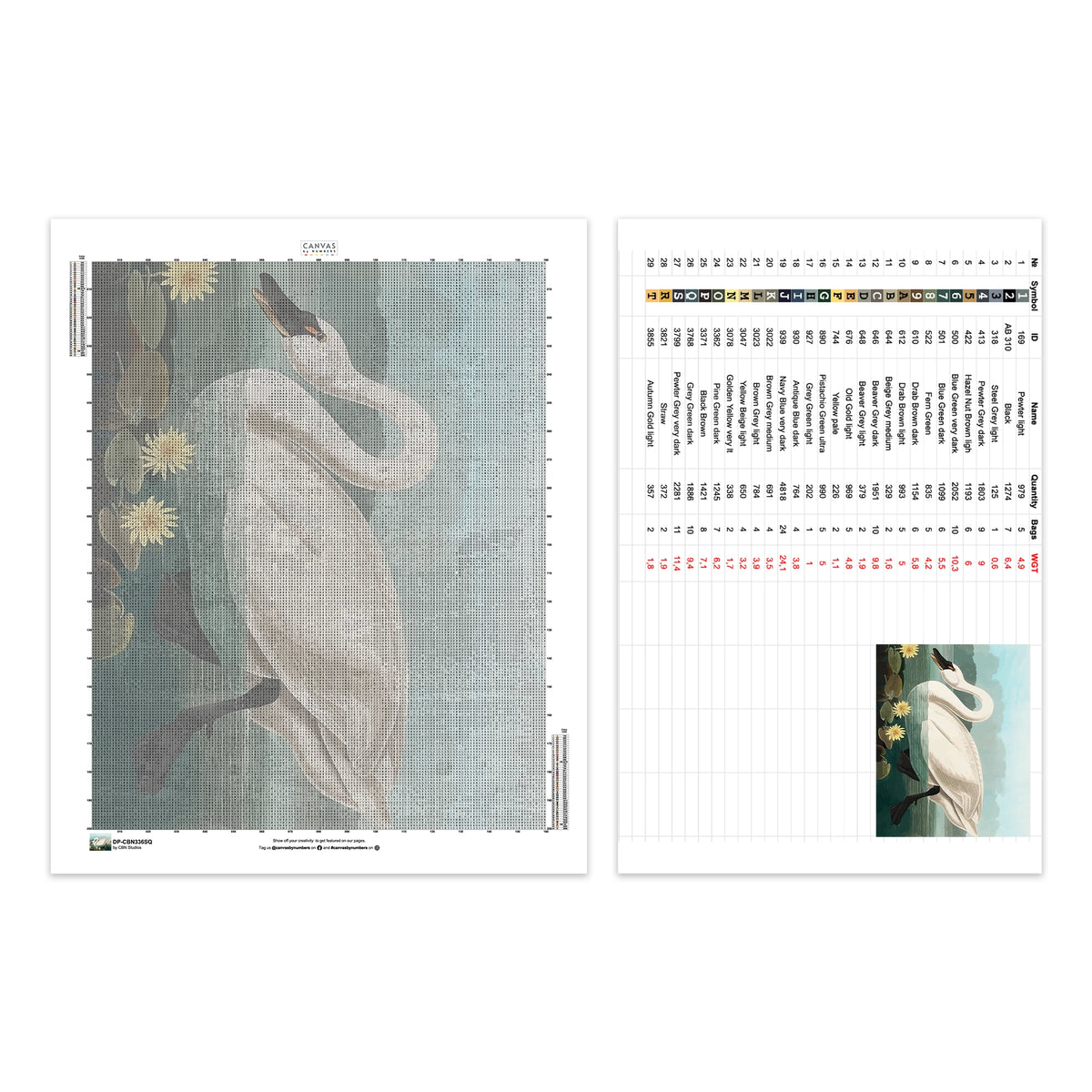 Cygne Américain Commun - Peinture au Diamant - Taille Standard