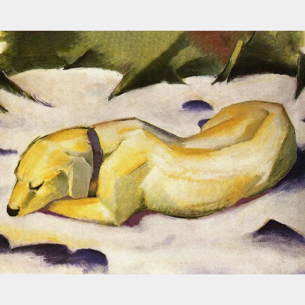 Dog Lying in the Snow - Diamond Painting - Standard Size