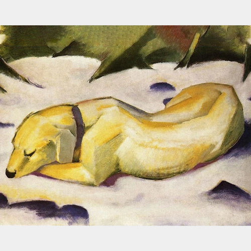 Hund, der im Schnee liegt - Diamantmalerei - Standardgröße