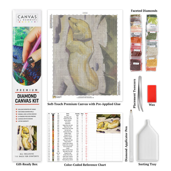 Cane sdraiato nella neve - Pittura con diamanti - Dimensione standard