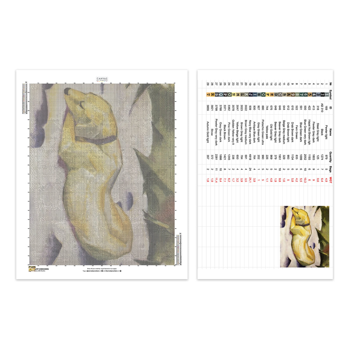 Cane sdraiato nella neve - Pittura con diamanti - Dimensione standard