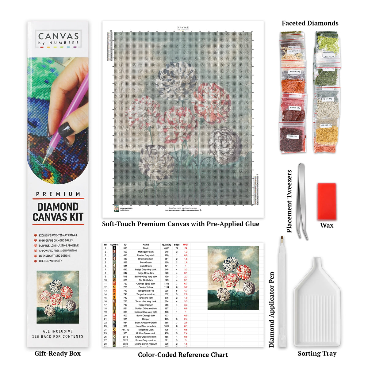 Grupo de Claveles - Pintura de Diamantes - Grande