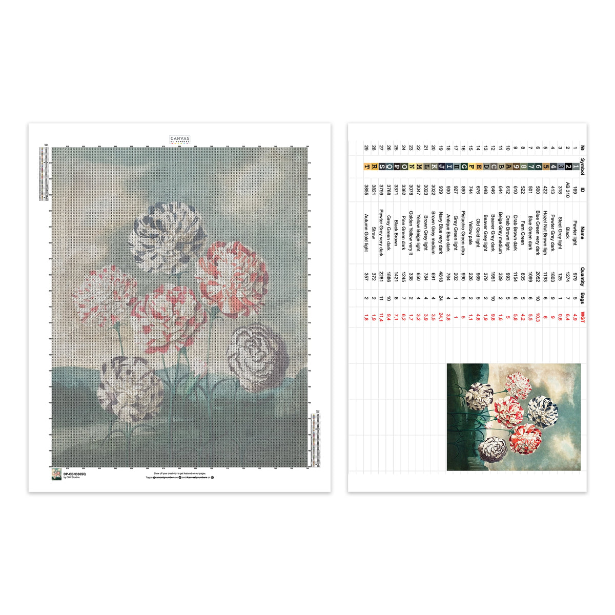 Grupo de Claveles - Pintura de Diamantes - Grande