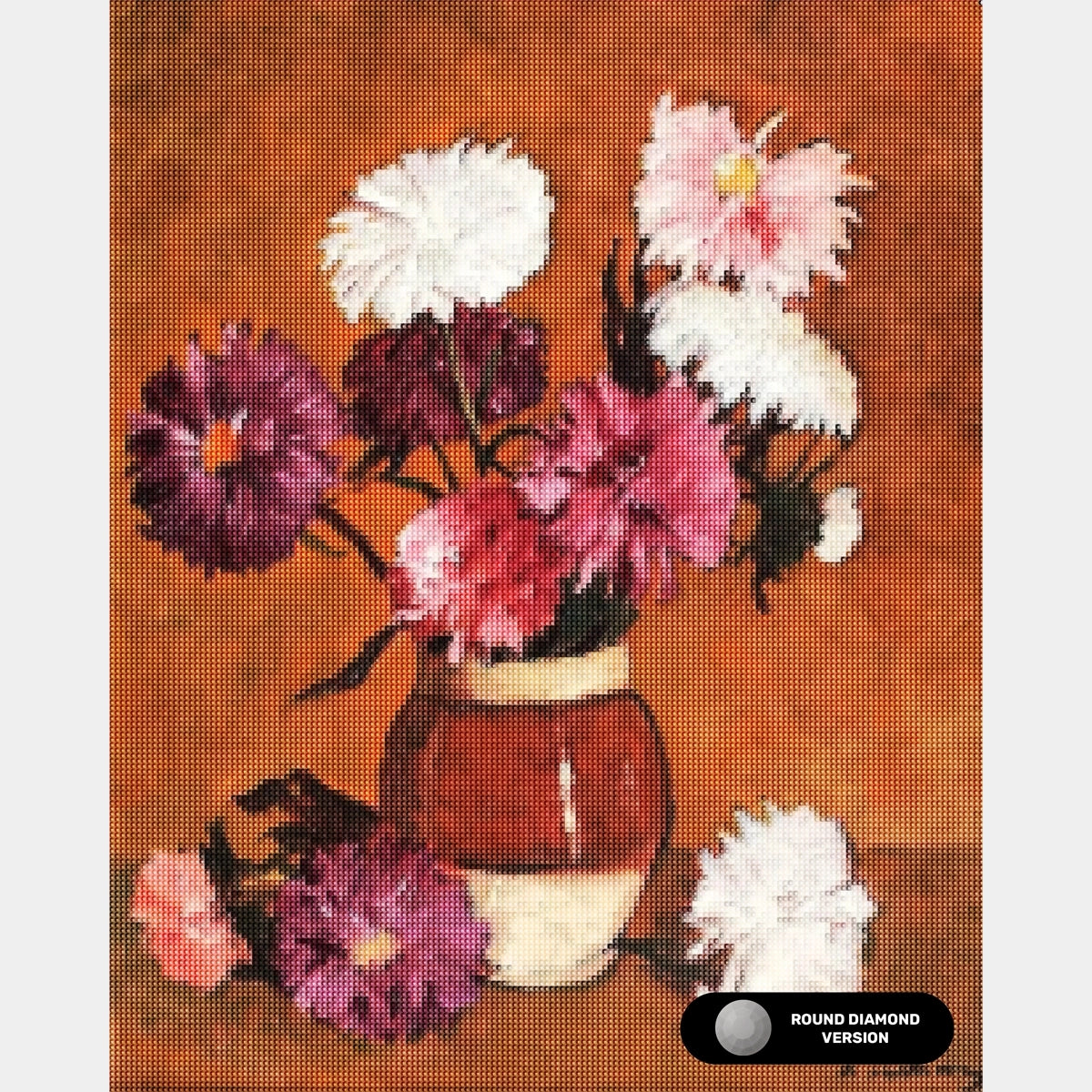 Krysantemum og Skrubber - Diamantmaleri - Standardstørrelse