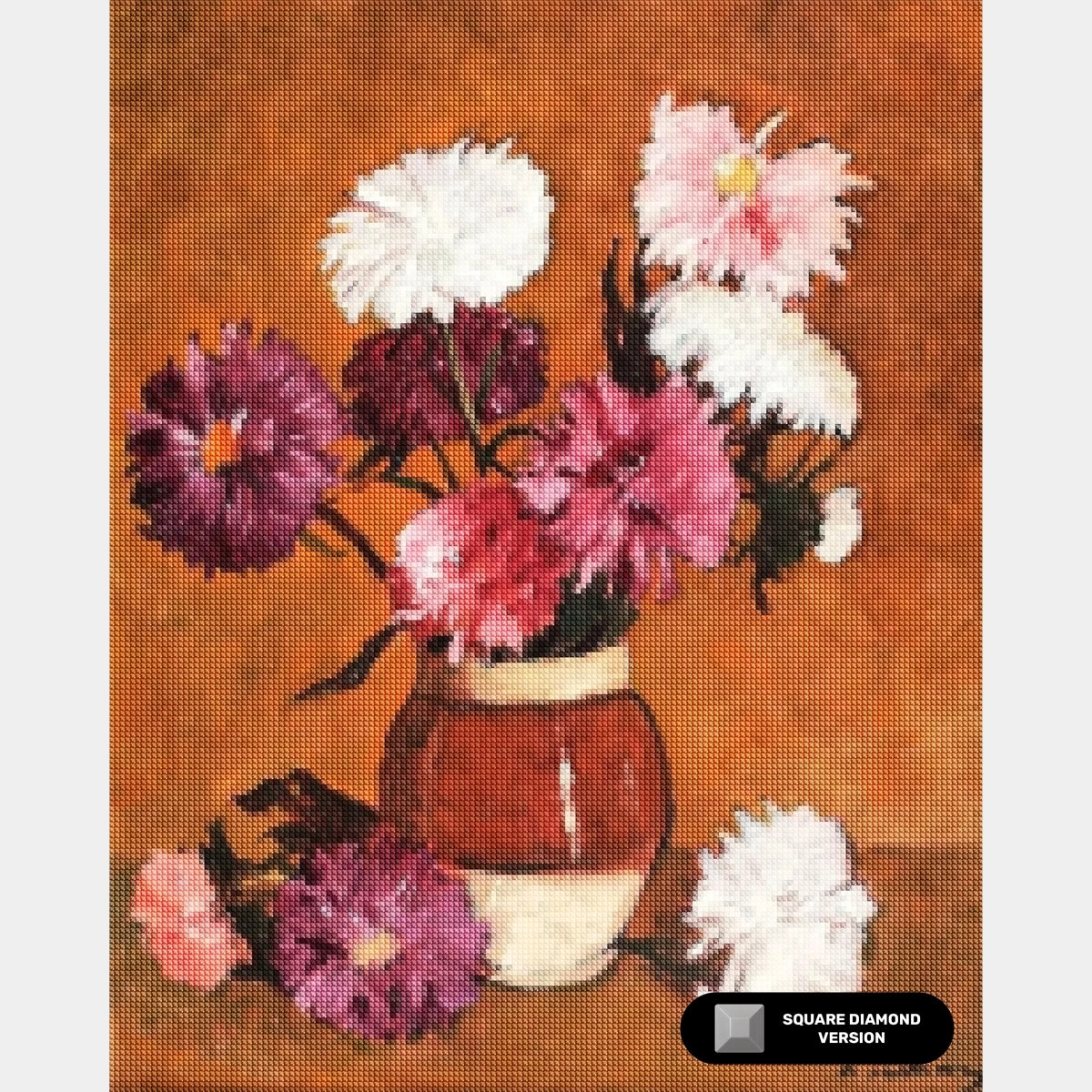 Krysantemum og Skrubber - Diamantmaleri - Standardstørrelse