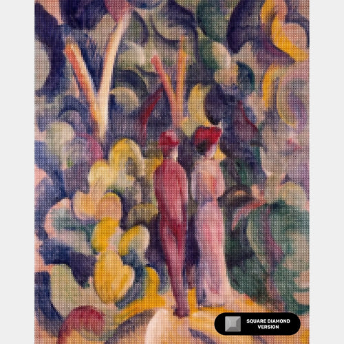 Couple sur le Sentier Forestier - Peinture de Diamant - Taille Standard