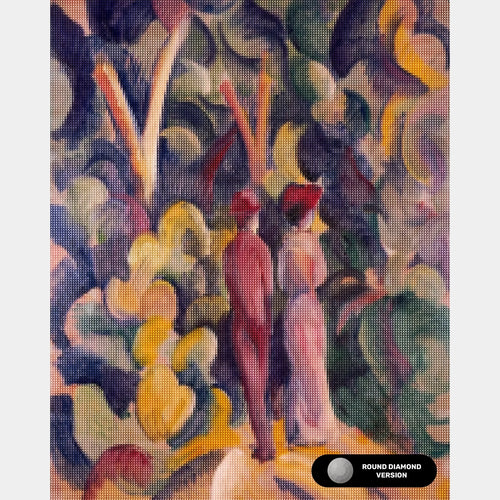 Couple sur le Sentier Forestier - Peinture de Diamant - Taille Standard