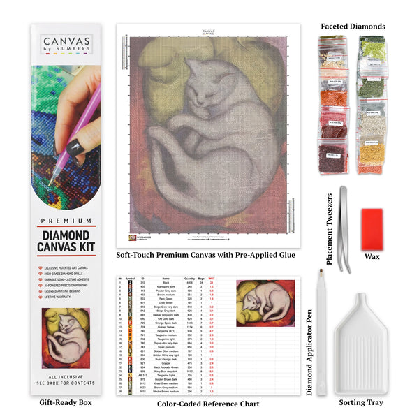 Cat on a Yellow Pillow - Diamond Painting - Standard Size