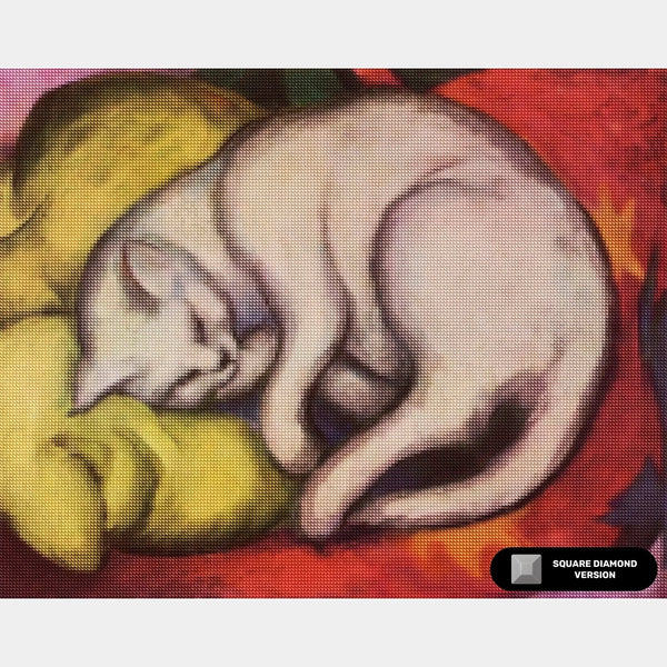 Cat on a Yellow Pillow - Diamond Painting - Standard Size