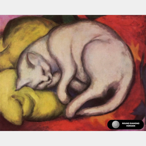 Cat on a Yellow Pillow - Diamond Painting - Standard Size