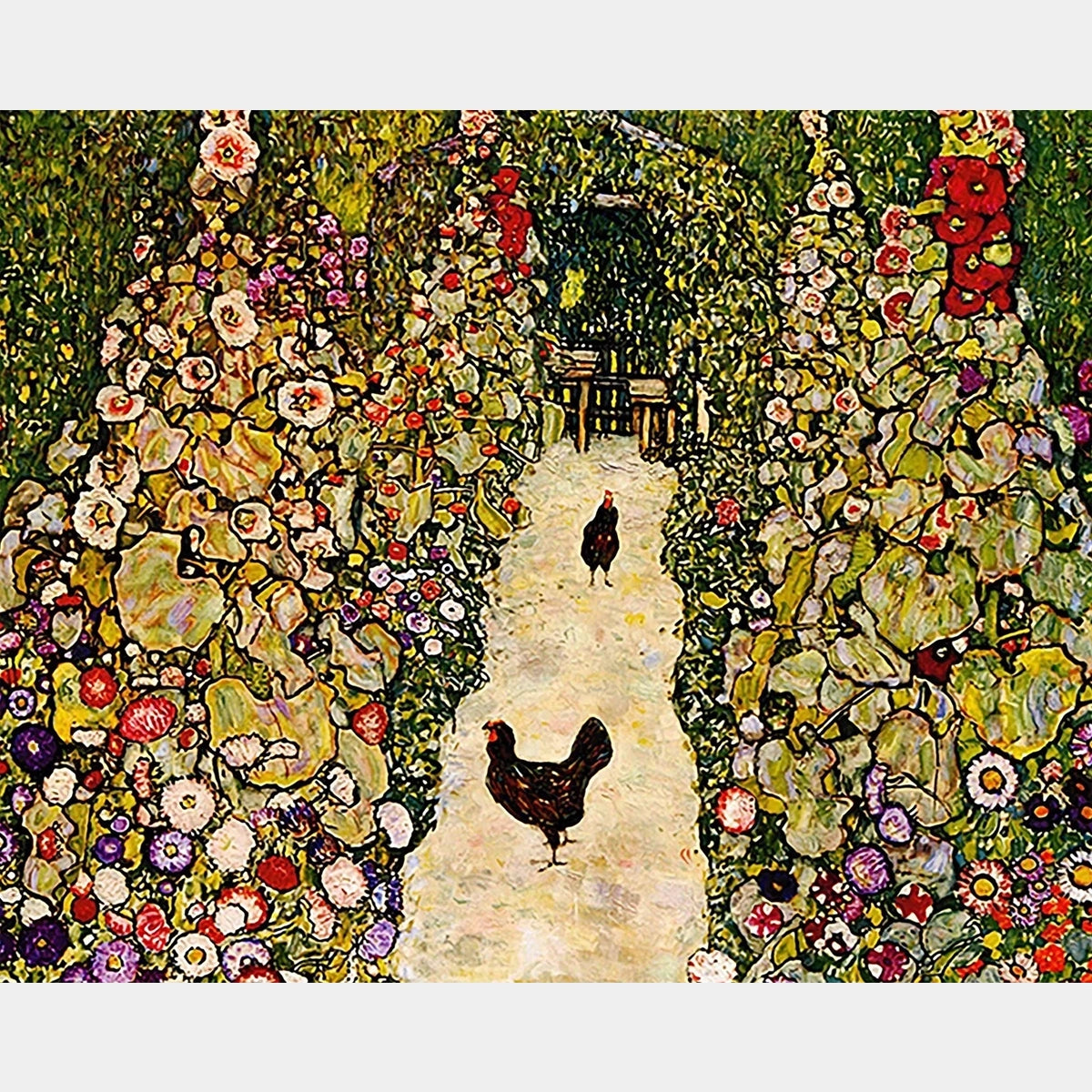 Garden Path with Chickens - Diamond Painting - X-Large
