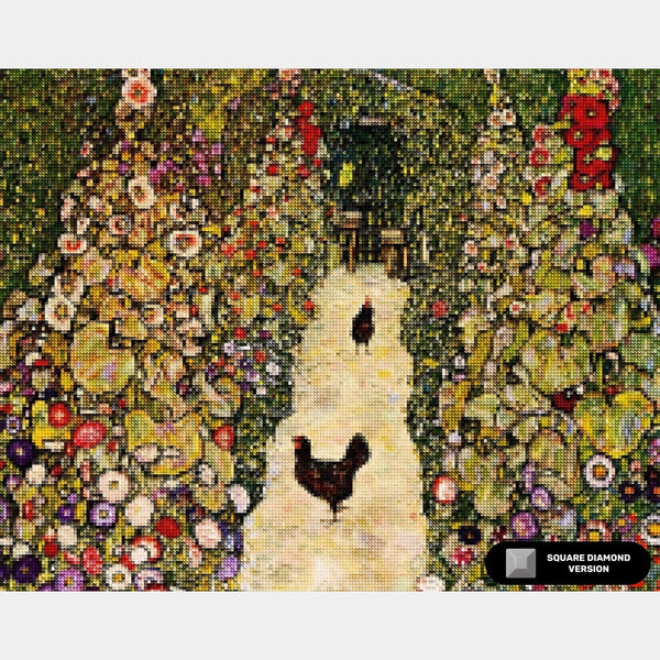 Garden Path with Chickens - Diamond Painting - X-Large