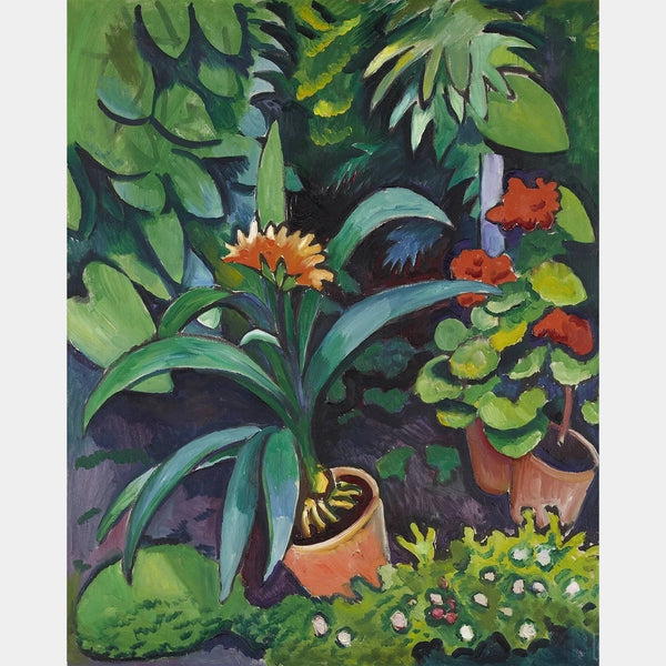 Flores en el Jardín, Clivia y Pelargonien - Pintura de Diamante - Tamaño Estándar