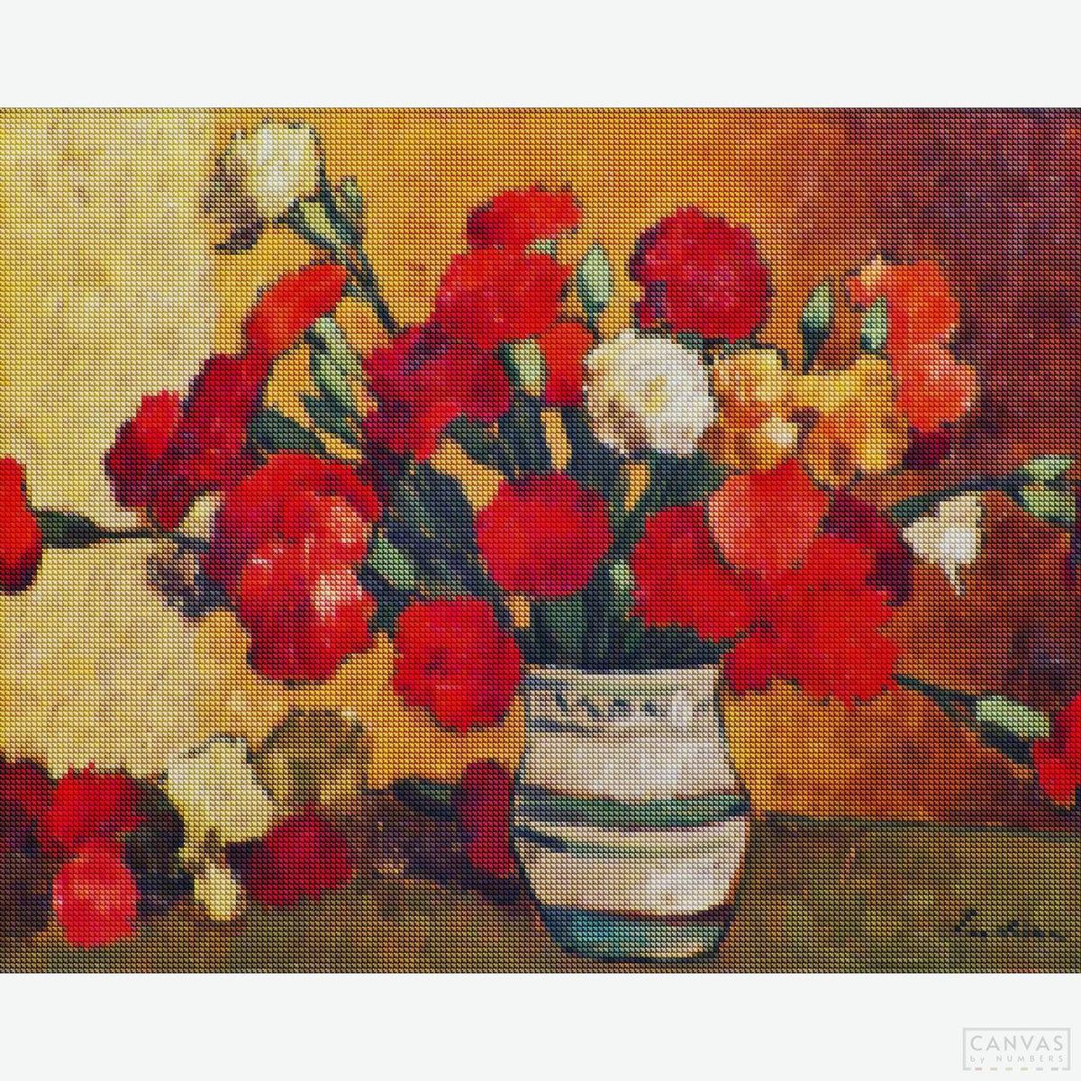 Garoafe - Diamond Painting-Recreate Stefan Luchian’s "Garoafe" with this diamond painting kit. Capture the delicate vibrancy and elegance of carnations in stunning detail.-Canvas by Numbers